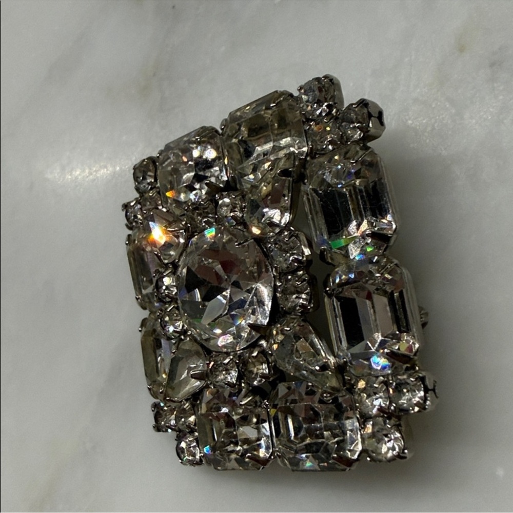 Albert Weiss Silver Crystal Brooch - Picture 2 of 6